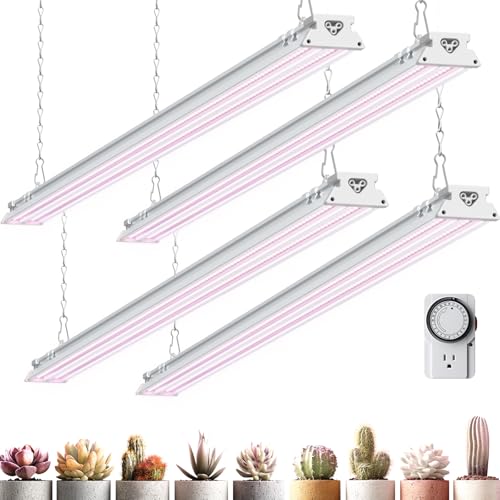 Image of Barrina TX-S60 Grow Lights for Seed Starting, 240W(4 x 60W, 1680W Equivalent), High PPFD, Full Spectrum, Mechanical Timer, Linkable, Hanging Light, Grow Light for Indoor Plants, Vegetables, 4 Packs