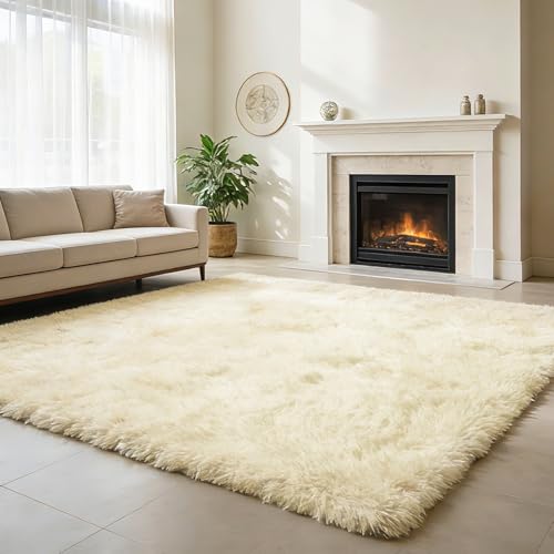 Ultra Soft Fluffy Area Rugs for Bedroom Living Room Ivory