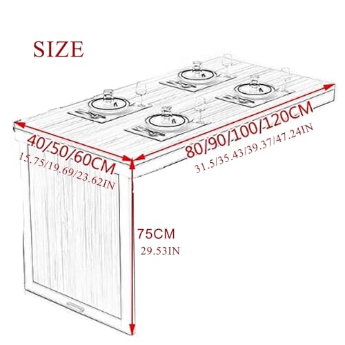 Table et bureau muraux pliables au design noir moderne 80 cm