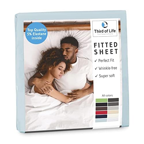 Premium Spannbettlaken 90x200 cm aus weicher Oekotex-Baumwolle, GOTS zertifiziert I Das atmungsaktive Bettlaken BENE ist fussel- & faltenfrei I Designed in Germany I 20 cm Höhe, himmelblau