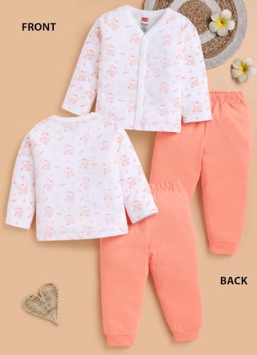 Image of LuvLap Baby Boys & Girls Regular Fit 100% Cotton Half Sleeves Jhabla & Shorts Set Pack of 2