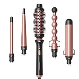 Wavytalk 5 in 1 Curling Iron,Curling Wand Set with Thermal Brush and 4 Interchangeable Ceramic Curling Wand(0.5”-1.5"),Instant Heat Up Wand Curler, Dual Voltage Curling Iron