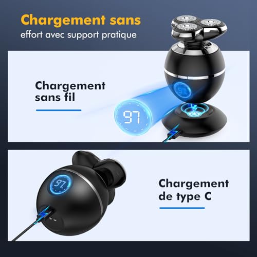 ETENTOUS Rasoir Electriques Hommes, 5 en 1 Rasoirs à Têtes Rotatives – vue 3