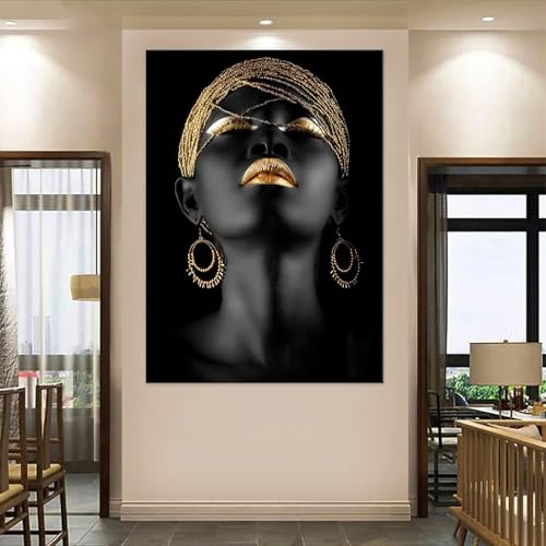 Impression d'art mural tendance visage africain doré - 4