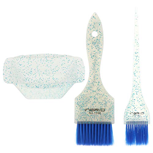Minkissy Highlight Hair Brush Tint Bowls Set Hair Dye Brush and Bowl Set Professional Hair Dye Kit Salon Hair Coloring Dyeing Kit Tint Tool (Blue) Hair Color Brush Hair Dyeing Bowl