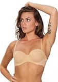 After Eden Women’s Strapless Bra in Recycled Fabric and Lace, Powder, Size 70B