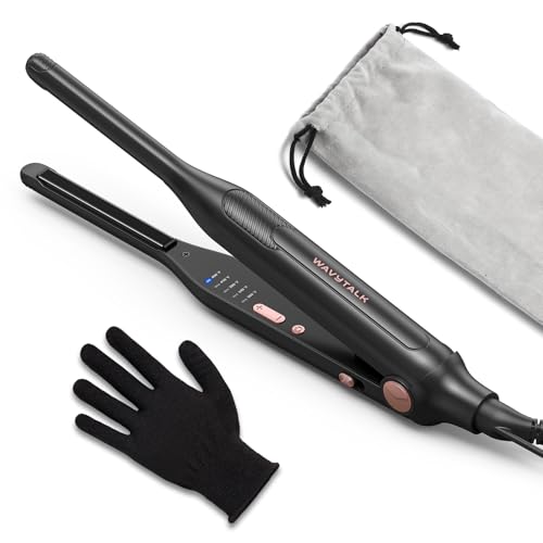 Wavytalk 3/10' Small Flat Iron, Pencil Flat Iron for Short Hair, Pixie Cut and Bangs, Curling Iron...