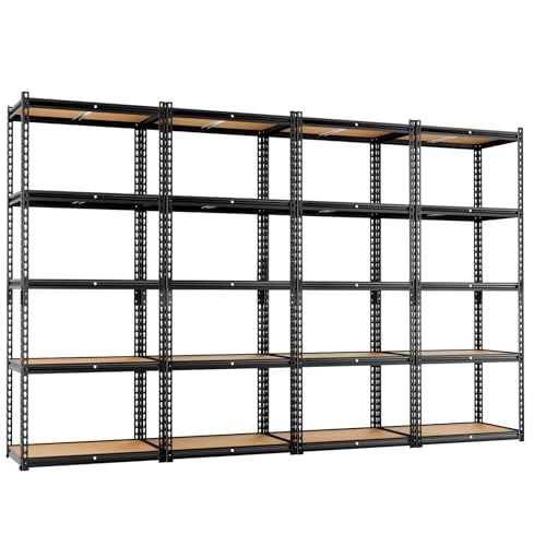 Image of LEVELEVE 5-Tier Storage Shelving Unit, Metal, for Garage, Kitchen, Laundry Room, Adjustable, 34 inch L x 16 inch W x 72 inch H, Rectangular, 4 Pack
