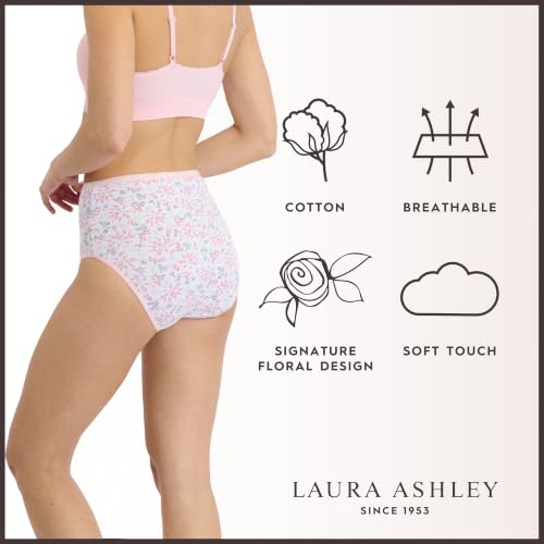 Image of Laura Ashley Women's Cotton Brief Underwear Set, High-Waisted Panties for Women, 5-Pack