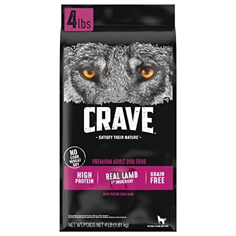 CRAVE Grain Free High Protein Adult Dry Dog Food with Lamb, 4 lb. Bag Cover