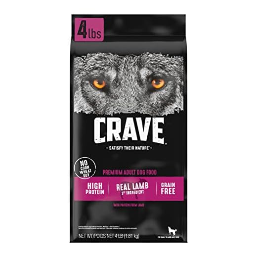 CRAVE Grain Free High Protein Adult Dry Dog Food with Lamb, 4 lb. Bag