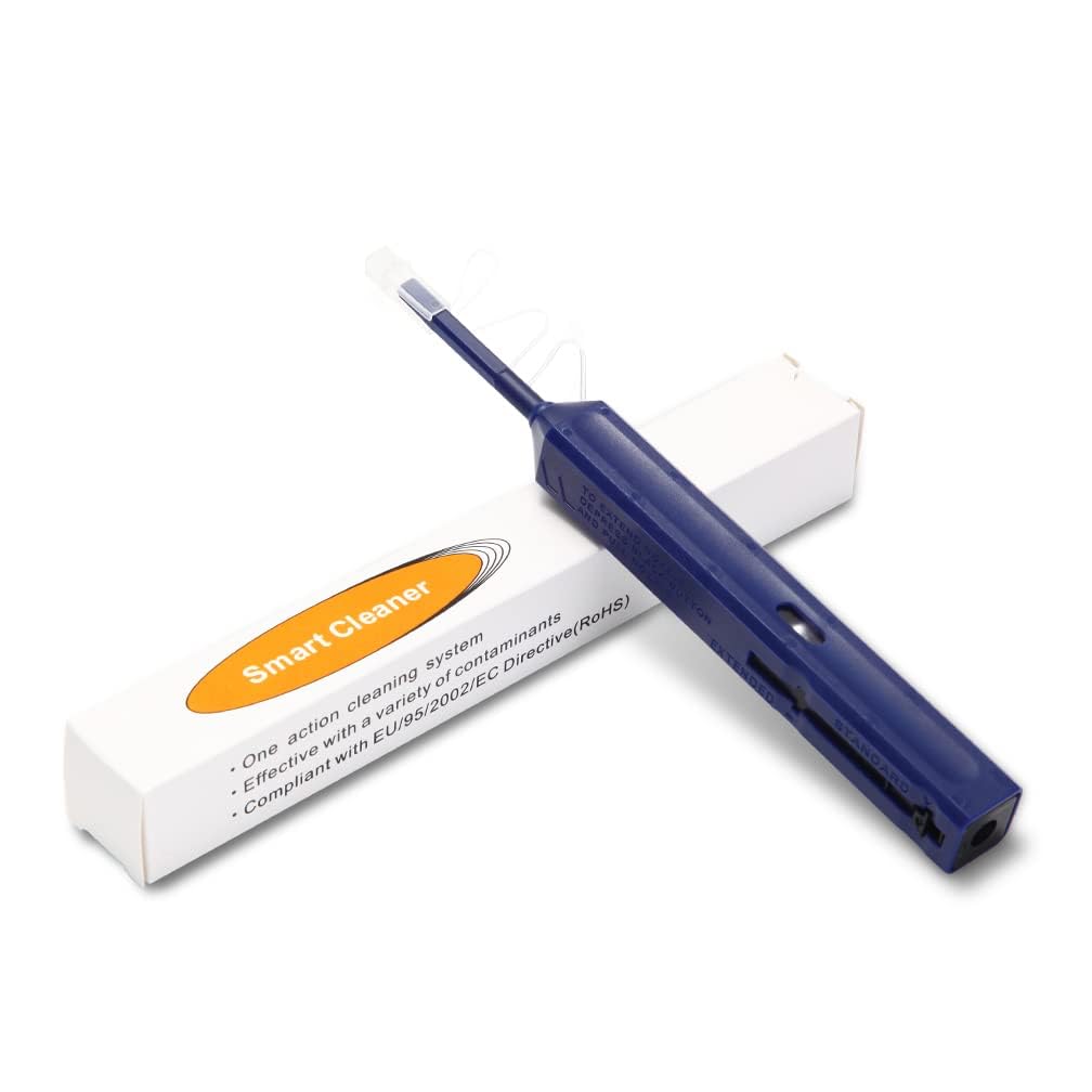 10Gtek Optical Fiber Cleaner Pen, MPO Connector Clean Swabs & Endface Fiber Optic Cleaning Sticks Wipes Tools for MPO MTP Type Adapters, Cleaning Times Click 600+
