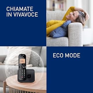 Panasonic KX-TGC250JTB Telefono Cordless Digitale per Anziani con Blocco delle Chiamate Indesiderate, Display di Facile Lettura, Vivavoce, Sveglia, Ricevitore Singolo, ID Chiamante, Nero