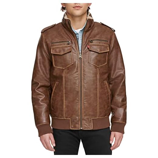 Levi's Jaqueta aviador aviador masculina de couro sintético, sela, Sela, GG