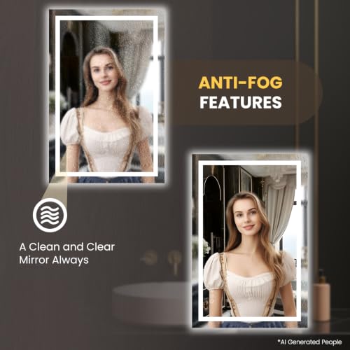 Image of LOAAO 20 inchX30 inch LED Bathroom Mirror with Lights, Anti-Fog, Dimmable, Backlit + Front Lit, Lighted Bathroom Vanity Mirror for Wall, Memory Function, Tempered Glass, Safe to Use, ETL Listed