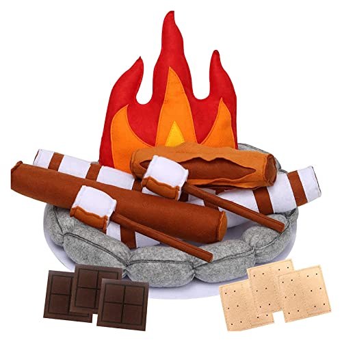 Siaitong Pretend Lagerfeuer, Fake Lagerfeuer Kinder Camping Spielzeug, Safe Filz Essen Set Camping Zubehör Spielset für Kinder, Indoor Lagerfeuer Spiele, Camper Spielzeug für Imagination Lernen Cover