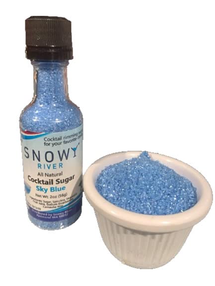 Snowy River Azúcar de cóctel azul cielo, certificado Kosher de color natural azul cielo (botella de 2 onzas, cristal mediano)