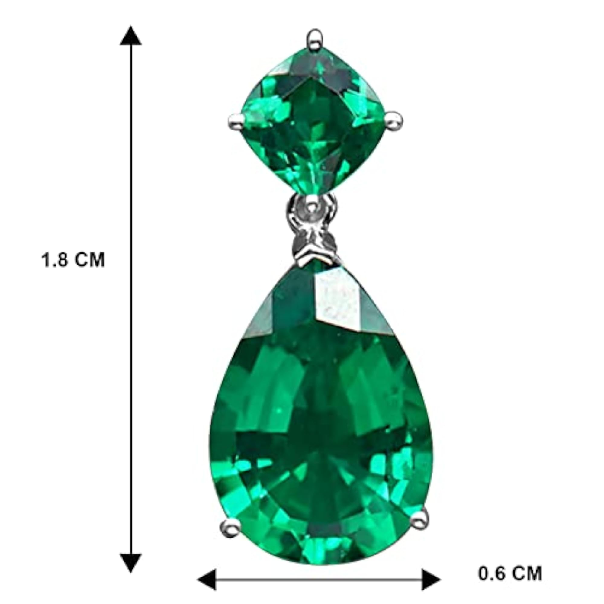 Green Crystal Studded Silver Plated Drop & Dangle Earrings