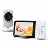 GHB Babyphone mit Kamera Baby Monitor 3,2 Zoll LCD 2100 mAh Akku 2X Zoom Temperatursensor Nachtsicht Gegensprechen