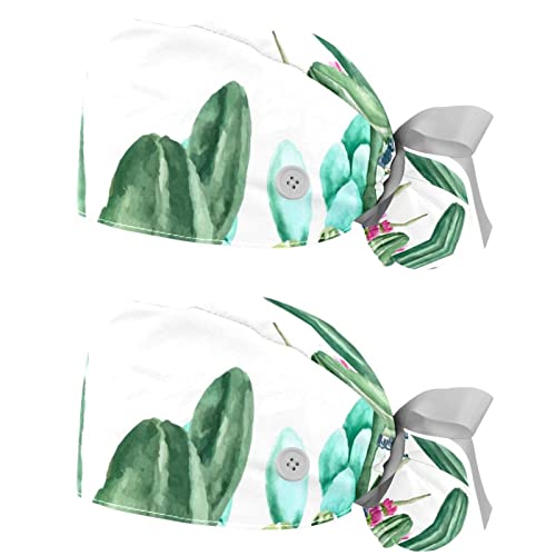 Chapeaux de travail aquarelle cactus vert JDEZ (lot de 2) casquettes bouffantes unisexes