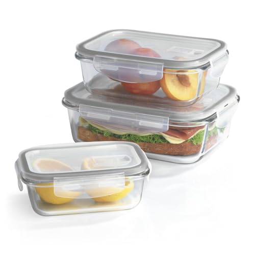 GOURMETmaxx Glas-Frischhaltedosen Klick-it 3er Set | Als Brotdose oder für Meal Prep...