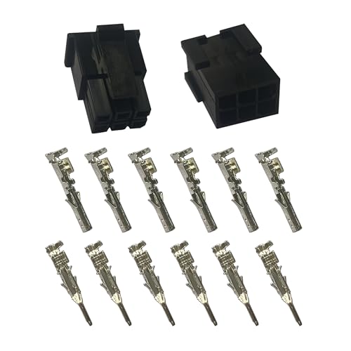 3.0rm Dual Row (6 Circuit) Male and Female Plugs with Terminal receptacles, 6 Complete Packages - Includes sockets, Row, Male, Receptacle, Plug for Versatile Connections