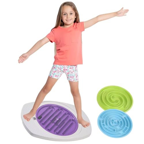 BOSENIYU Tablero de laberinto Balance Board, tabla oscilante laberinto de 20 pulgadas con 2 bolas, tabla de balanceo para entrenamiento sensorial, pedales antideslizantes.