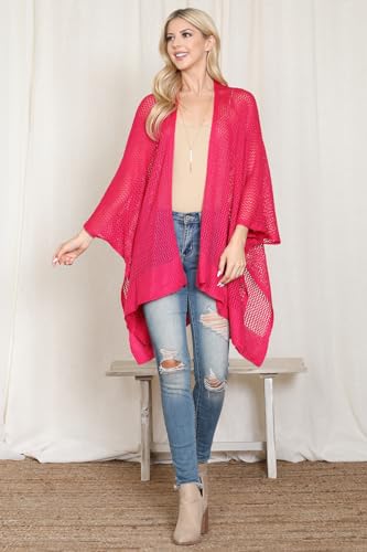 Image of RIAH FASHION Bohemian Sequin Glitter Shawl Wrap Poncho - Kimono Cardigan, Sparkly Metallic Mesh Scarf, Open Knit Crochet