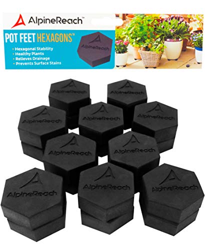 AlpineReach Pot Feet Risers Hexagons 12 Pack - Protect Healthy Plants - Strong
