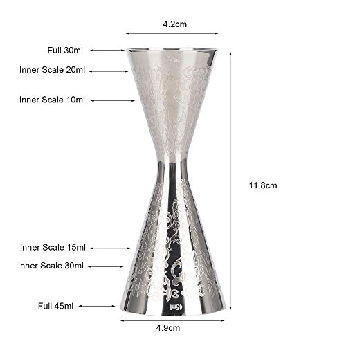 45Ml/30Ml Jigger For Bartending, Stainless Steel Double Cocktail Jigger With Measurements Inside Bar Alcohol Measuring Tools For Bar Home Bartender Party Wine Drink #TOP3