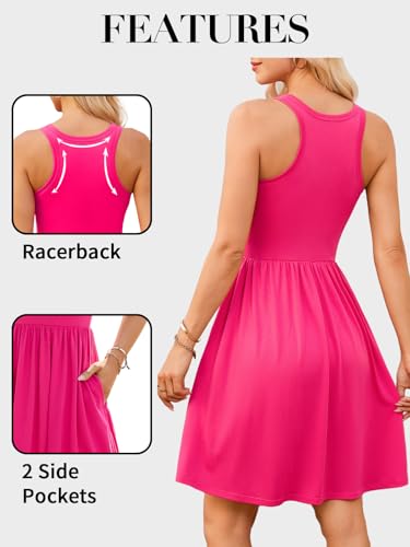 Image of V FOR CITY Womens Summer Dresses with Built in Bra 2026 High Neck Beach Dress with Pockets Casual Flare Sun Dresses