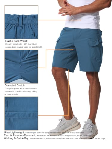 AUTIWITUA Men's Hiking Cargo Shorts Quick Dry 9" Lightweight Tactical Work Shorts with Pockets(No Belt) - Image 5