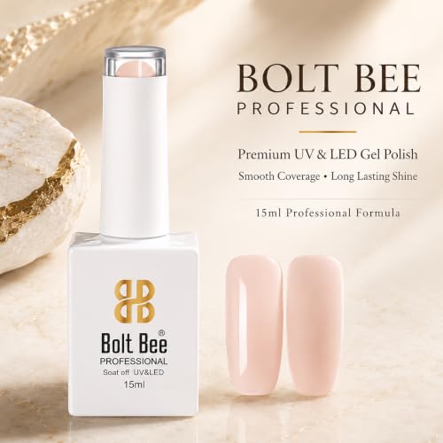 Image of BOLT BEE 15ML Gel Nail Polish 1Pc Clear Pink Glitter Nail Polish Soak Off UV LED Nail Gel Polish Nail Art Starter Manicure Salon DIY at Home, 0.5 OZ (1) (128)
