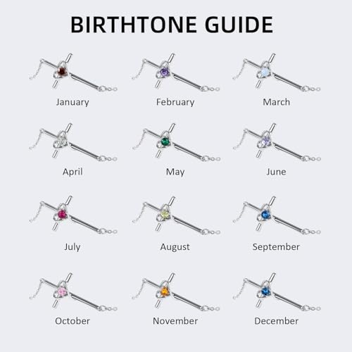 Birthstone Bracelet 925 Sterling Silver Birthstone Cross Bracelets for Women Cross Heart Cubic Zircon Adjustable Jewelry Gifts for Birthday Christmas3