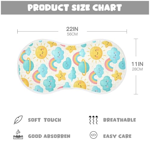 Cute Pastel Suns Baby Burp Cloths for Boys and Girls, Soft Muslin Spit Up Towels, 22"x11" Newborn Essentials for Feeding and Drooling, 1 Pack4