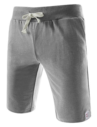 TheLees (TTS01) Unisex Cotton Jersey Waist Elastic Jogger Training Beach Board Shorts Gray Small(US 25~27)