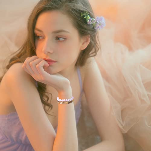 Jerywe 12 Pcs 8Mm Beaded Bracelets For Women Men Natural Stone Stackable Bracelet Charm Beaded Healing Crystal Stretch Bracelets Jewelry #TOP2