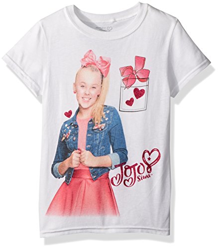 Jojo Siwa girls Jojo Siwa Cute Short Sleeve T-shirt - Bowbow, Unicorns, Rainbows T Shirt, White, 6 US