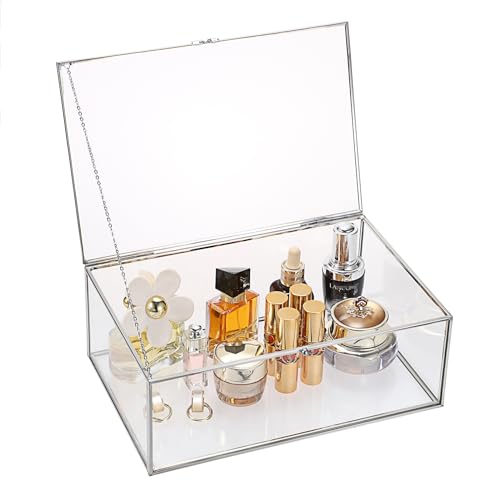 TOLIDA Caja de cristal vintage extra grande con tapa –