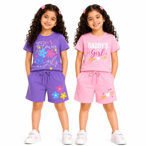 Image of NammaBaby Girl's Cotton Graphic Print Night Suit and Payjama Set - Multipack