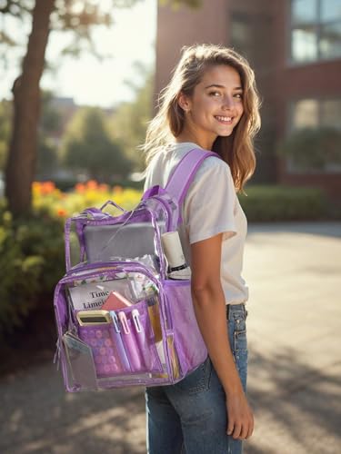 Image of Clear Backpack for School, Heavy Duty Transparent Bookbag