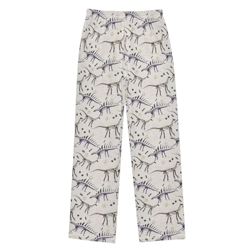 ZZXXB Retro Dino Skeleton Boys Long Pants Soft Trousers Elastic Waist Kids Lounge Bottoms with Pockets S-XL