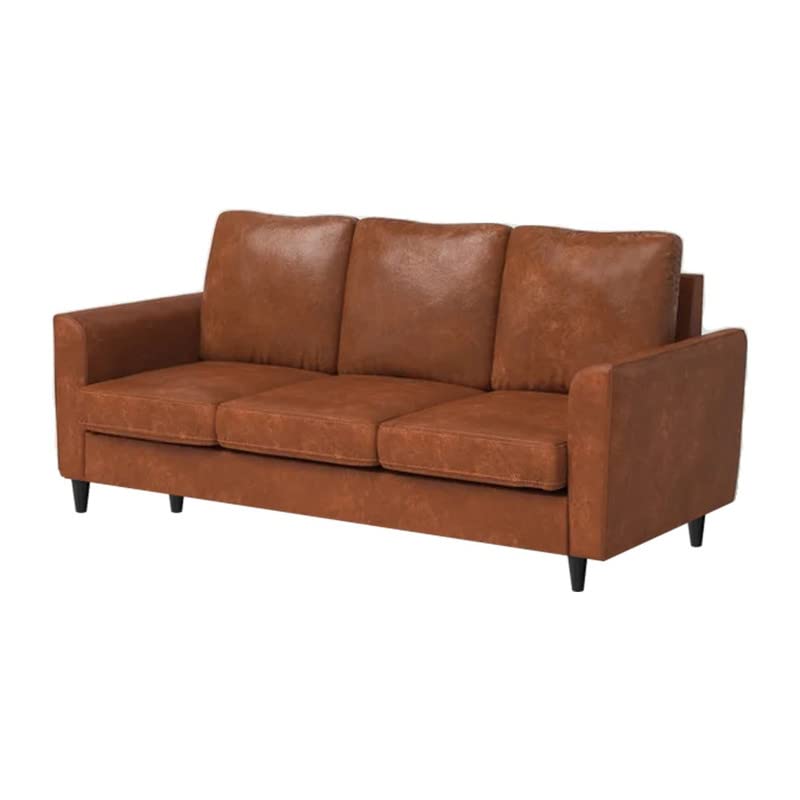 Image of Jerry 3 Seater Leatherette Sofa Set for Living Room Tan Brown |Leather Sofa 3 Seater | Three Person Sofas Couch for Home Kids Room