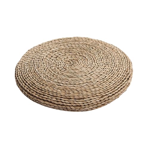 Gadpiparty Cojín de tejido de paja para yoga, material de algodón ligero y permeabilidad al aire, tapete de tatami natural hecho a mano para practicar meditación y uso en la habitación de invitados