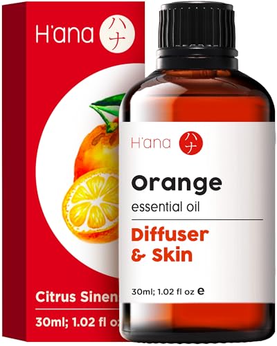 Hana aceite esencial de naranja - Mejora el estado de ánimo y aumenta el brillo de la piel - Para días optimistas - Grado terapéutico puro 100 para aromaterapia y uso tópico - 30 ml