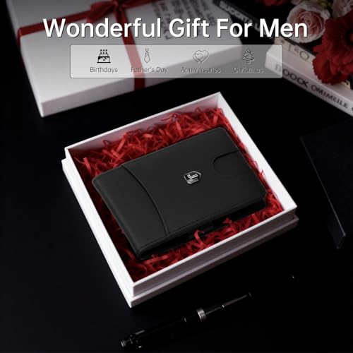 Image of Gostwo Slim Wallet for Men Minimalist Wallet Leather ID Window Card Case with Money Clip