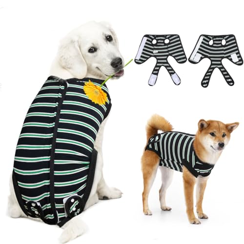 Image of VavoPaw Dog Surgery Recovery Suit, Dog Surgery Suit Dog Onesie for Surgery, Dog Bodysuit for Female Male Puppies,Dog Cone Alternative for Abdominal Wounds Skin Diseases After Surgery, XXXL Black