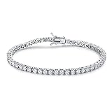 GMESME 18K White Gold Plated Cubic Zirconia Classic Tennis Bracelet 7.5 Inch