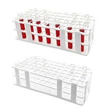 Plastic Test Tube Rack 2 Pack White 60 Holes Lab Test Tube Rack Holder for 17mm and Below The Test Tubes, Detachable, 60 Holes
