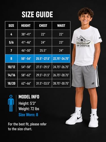 Image of New Balance Boys Athletic Shorts Set - 2 Piece Cotton Blend Jersey Shirt and Active Basketball Shorts for Boys